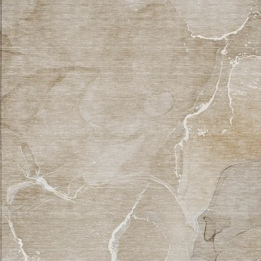 Beige Abstract Washable Non Skid Indoor Outdoor Area Rug Photo 6
