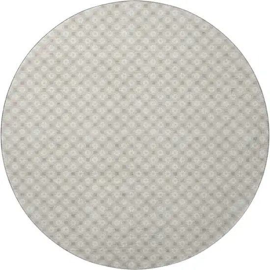 8' X 8' Beige And Ivory Geometric Washable Round Rug With UV Protection Photo 3