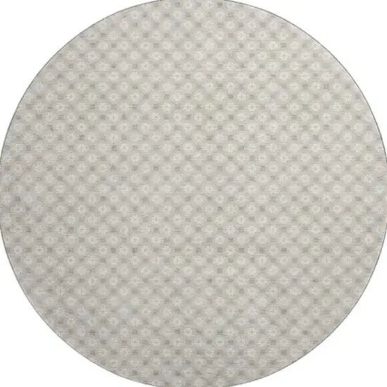 8' X 8' Beige And Ivory Geometric Washable Round Rug With UV Protection Photo 2