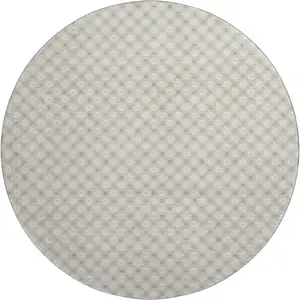 Photo of 8' X 8' Beige And Ivory Geometric Washable Round Rug With UV Protection