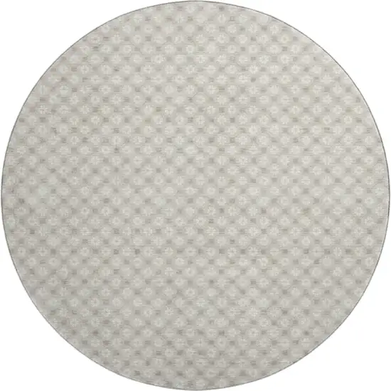 8' X 8' Beige And Ivory Geometric Washable Round Rug With UV Protection Photo 1