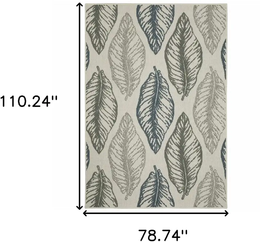 6' X 9' Beige Floral Stain Resistant Indoor Outdoor Area Rug Photo 8