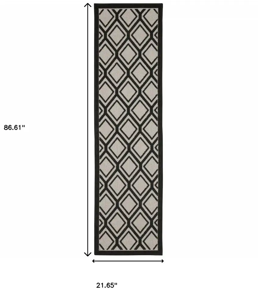 Beige and Black Geometric Stain Resistant Indoor Outdoor Area Rug Photo 3