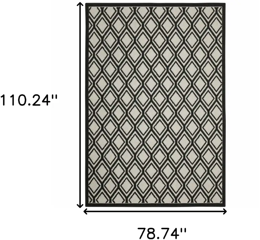Beige and Black Geometric Stain Resistant Indoor Outdoor Area Rug Photo 3