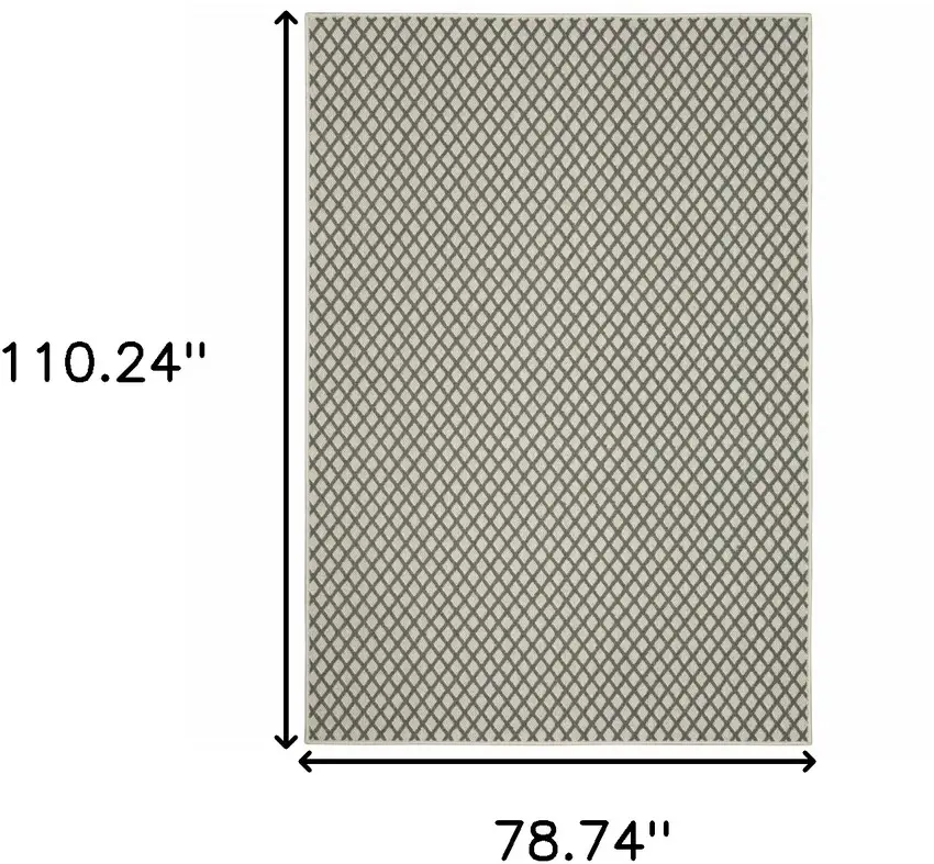 6' X 9' Beige Geometric Stain Resistant Indoor Outdoor Area Rug Photo 9