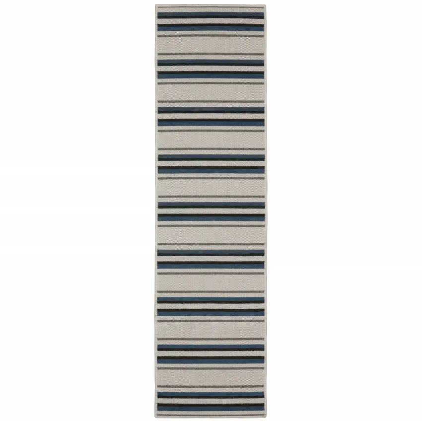 2' X 7' Beige Geometric Stain Resistant Indoor Outdoor Area Rug Photo 1