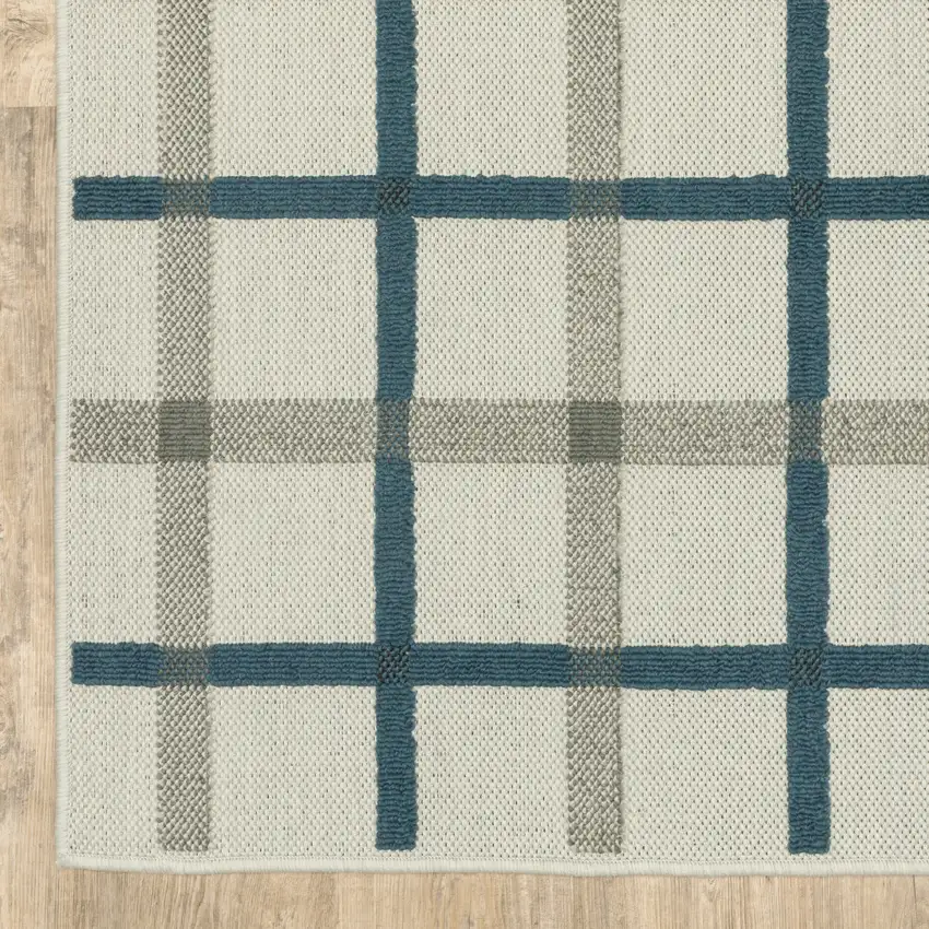 2' X 7' Beige Geometric Stain Resistant Indoor Outdoor Area Rug Photo 8
