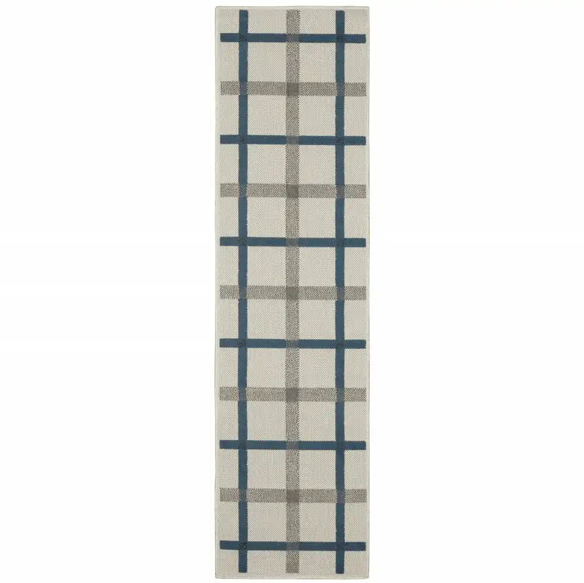 2' X 7' Beige Geometric Stain Resistant Indoor Outdoor Area Rug Photo 1