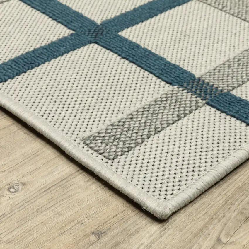 2' X 7' Beige Geometric Stain Resistant Indoor Outdoor Area Rug Photo 4