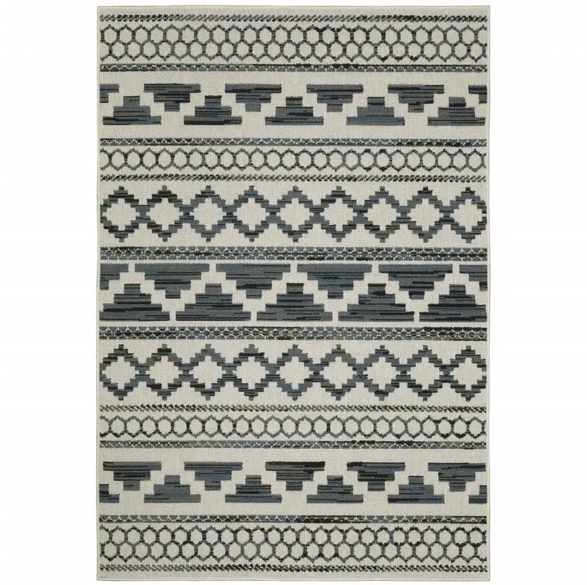 2' X 3' Beige Geometric Stain Resistant Indoor Outdoor Area Rug Photo 1