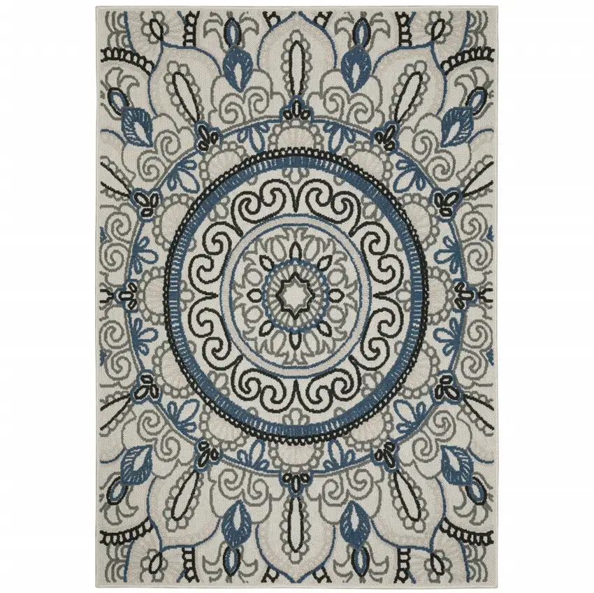 2' X 3' Beige Geometric Stain Resistant Indoor Outdoor Area Rug Photo 1