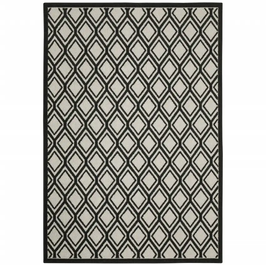 2' X 3' Beige Geometric Stain Resistant Indoor Outdoor Area Rug Photo 1