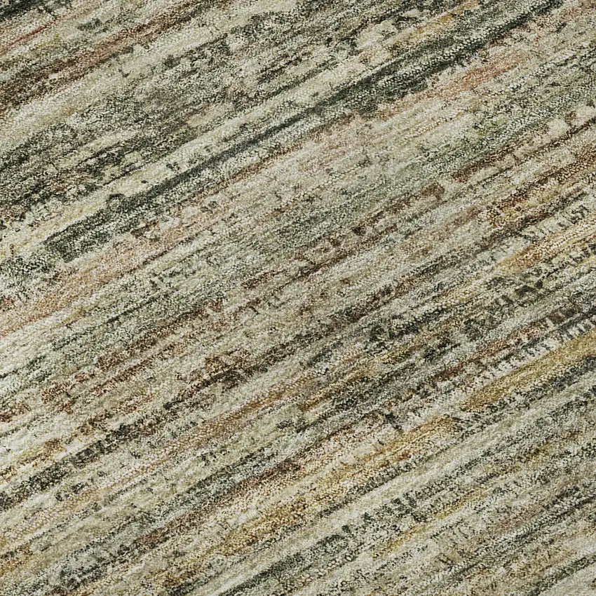 8' X 8' Beige Gold And Brown Striped Washable Round Rug With UV Protection Photo 8