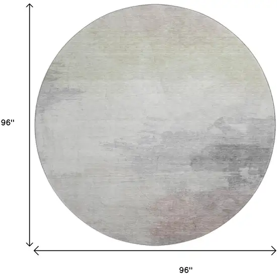 8' X 8' Beige Gray And Silver Abstract Washable Round Rug With UV Protection Photo 9