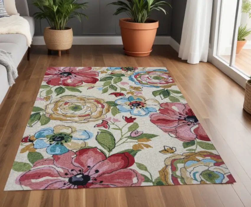 Sand Beige Hand Hooked Area Rug Photo 2