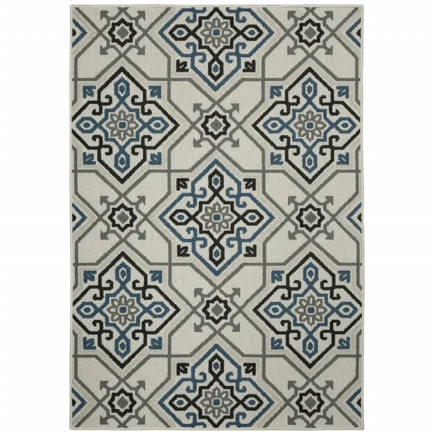 2' X 3' Beige Oriental Stain Resistant Indoor Outdoor Area Rug Photo 1