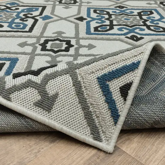 2' X 7' Beige Oriental Stain Resistant Indoor Outdoor Area Rug Photo 6