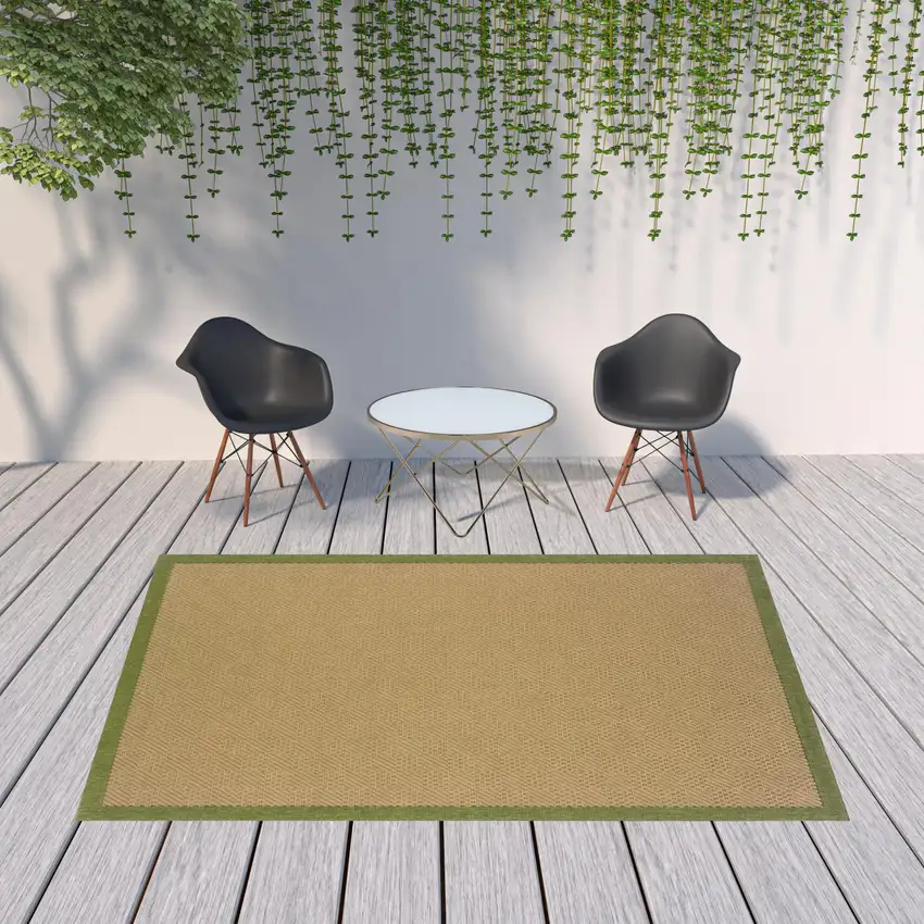 8' X 11' Beige Stain Resistant Indoor Outdoor Area Rug Photo 4