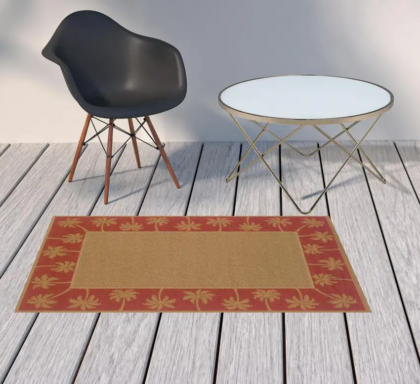 3' X 5' Beige Stain Resistant Indoor Outdoor Area Rug Photo 2