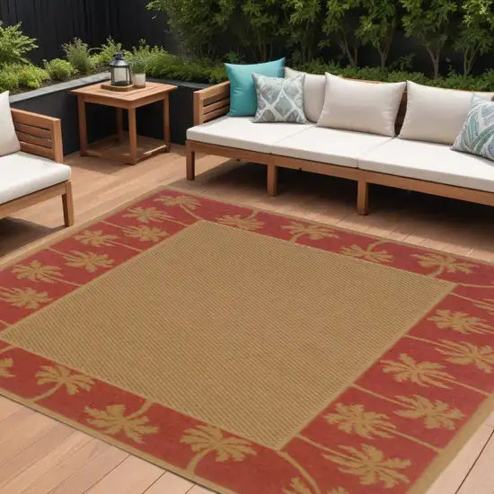 Beige Stain Resistant Indoor Outdoor Area Rug Photo 1