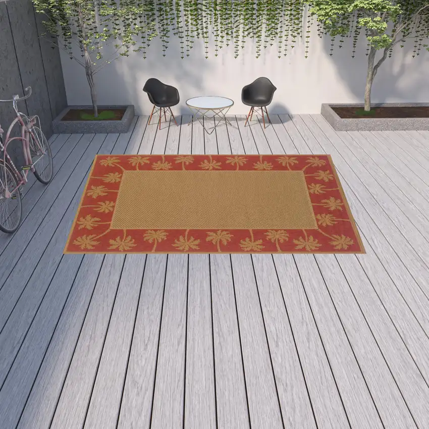9' X 13' Beige Stain Resistant Indoor Outdoor Area Rug Photo 2