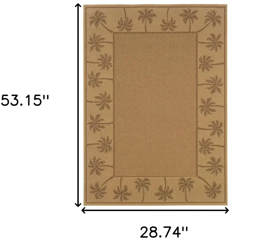 3' X 5' Beige Stain Resistant Indoor Outdoor Area Rug Photo 5