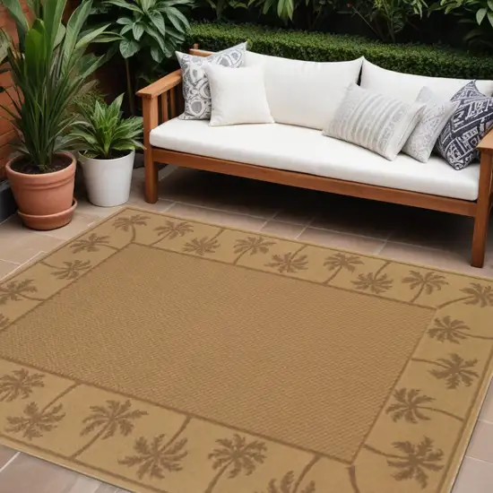 Beige Stain Resistant Indoor Outdoor Area Rug Photo 1