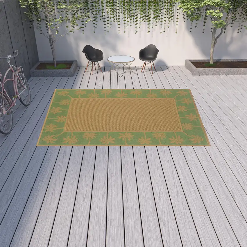 9' X 13' Beige Stain Resistant Indoor Outdoor Area Rug Photo 2
