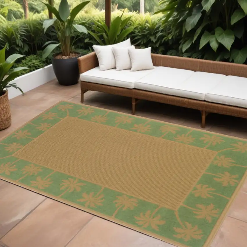 Beige Stain Resistant Indoor Outdoor Area Rug Photo 1