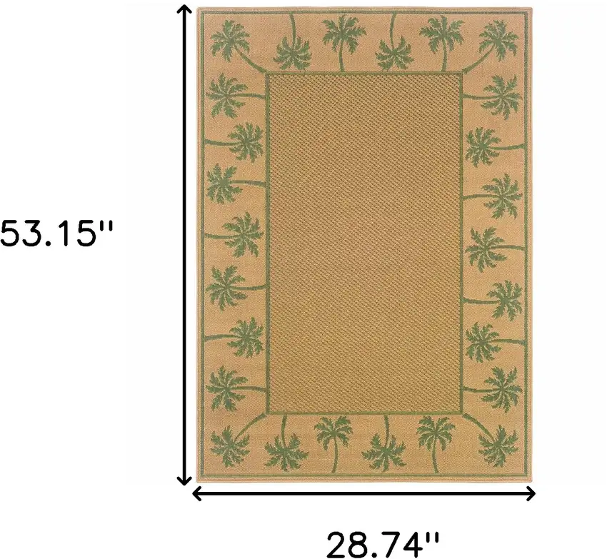 3' X 5' Beige Stain Resistant Indoor Outdoor Area Rug Photo 5
