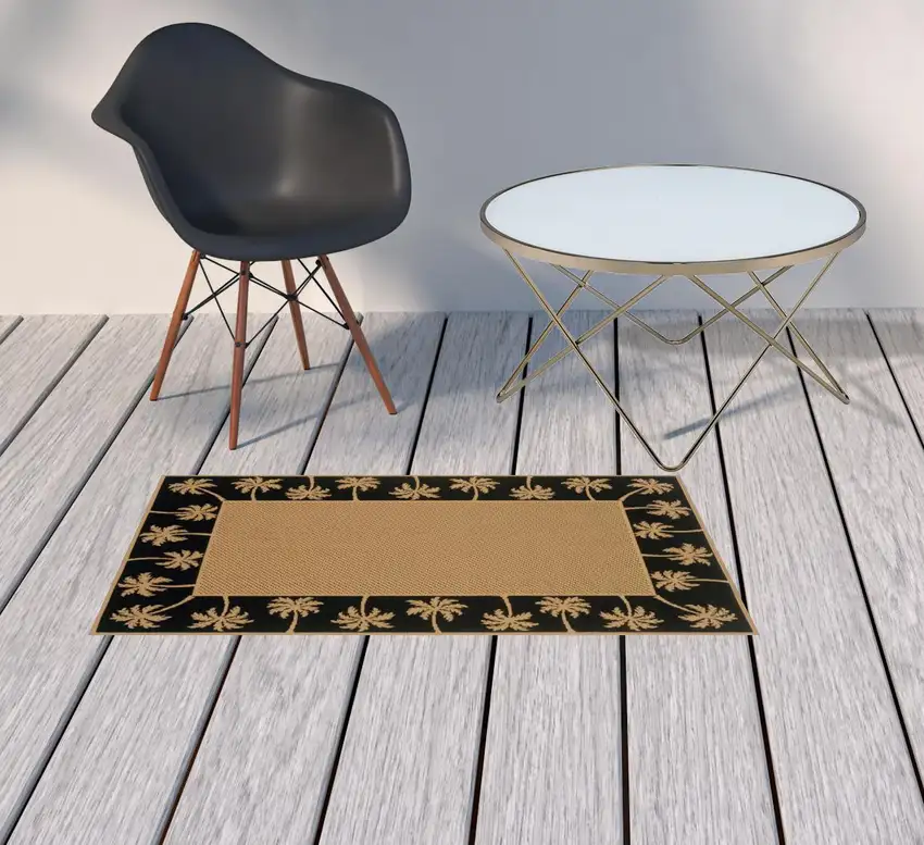 2' X 3' Beige Stain Resistant Indoor Outdoor Area Rug Photo 2