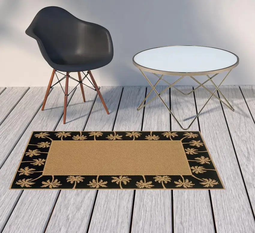 3' X 5' Beige Stain Resistant Indoor Outdoor Area Rug Photo 2