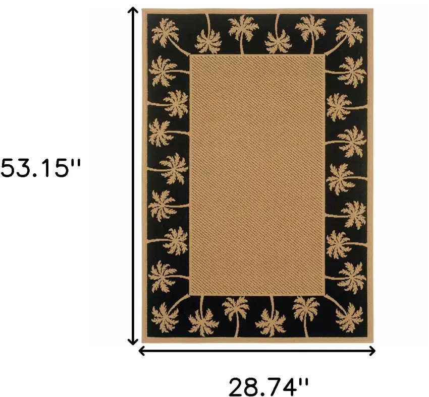 3' X 5' Beige Stain Resistant Indoor Outdoor Area Rug Photo 5