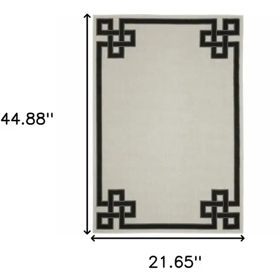 Beige and Black Stain Resistant Indoor Outdoor Area Rug Photo 3