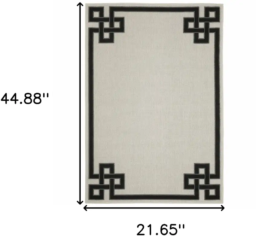 Beige and Black Stain Resistant Indoor Outdoor Area Rug Photo 3