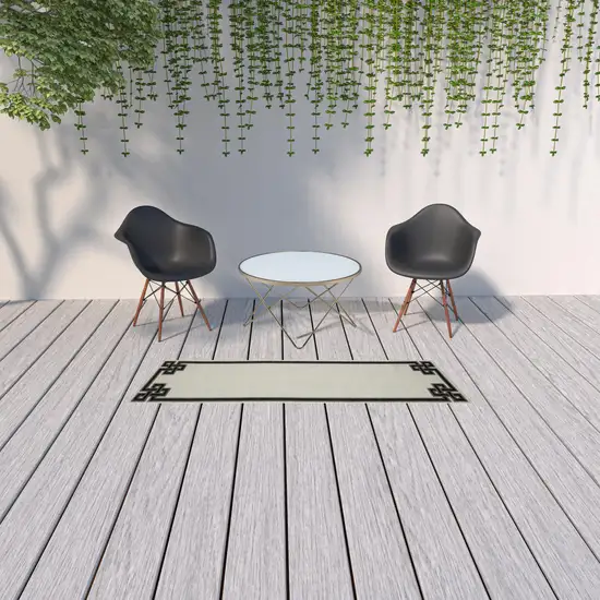 2' X 7' Beige Stain Resistant Indoor Outdoor Area Rug Photo 2