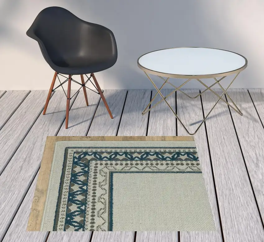 2' X 3' Beige Stain Resistant Indoor Outdoor Area Rug Photo 3