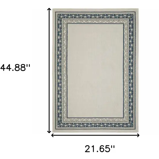 Blue and Beige Stain Resistant Indoor Outdoor Area Rug Photo 3