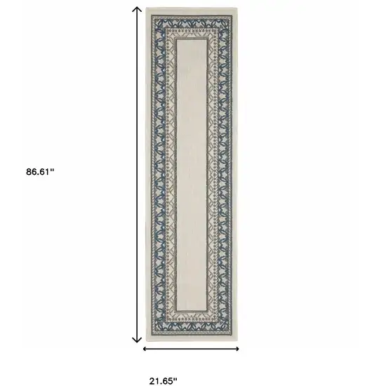 Blue and Beige Stain Resistant Indoor Outdoor Area Rug Photo 3
