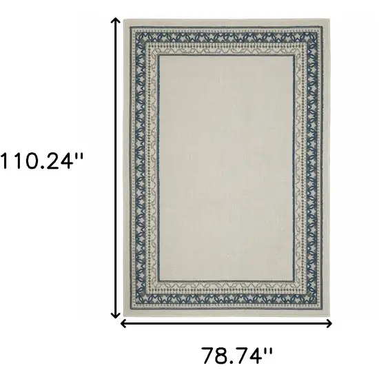 Blue and Beige Stain Resistant Indoor Outdoor Area Rug Photo 3