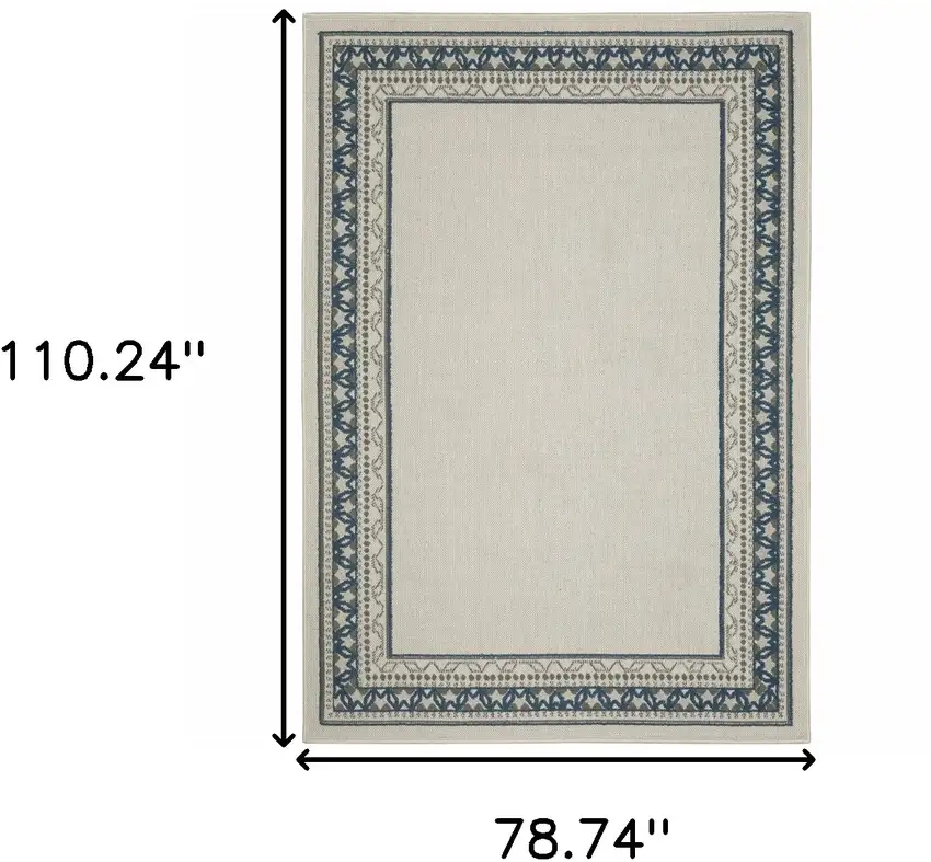 Blue and Beige Stain Resistant Indoor Outdoor Area Rug Photo 3