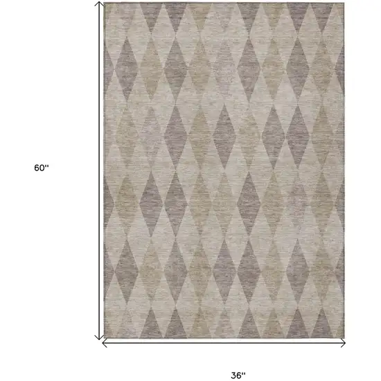 Beige Taupe and Brown Geometric Washable Non Skid Indoor Outdoor Area Rug Photo 3
