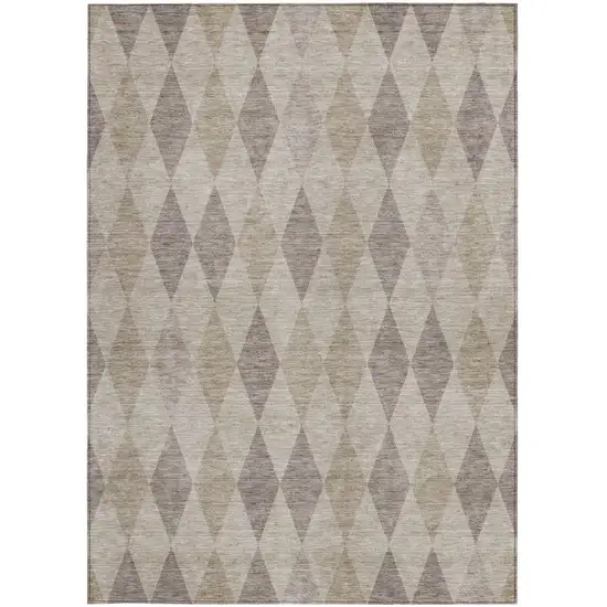Beige Taupe and Brown Geometric Washable Non Skid Indoor Outdoor Area Rug Photo 5