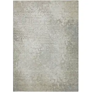 Photo of 3' X 5' Beige Washable Non Skid Indoor Outdoor Area Rug
