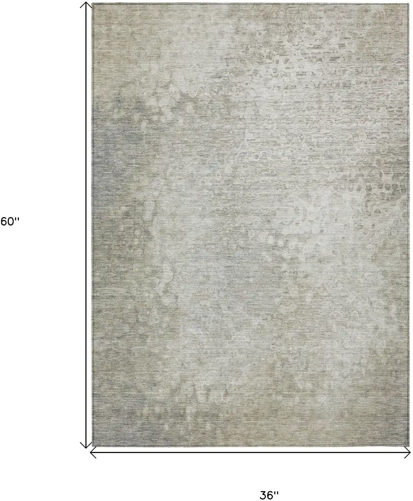 Beige Washable Non Skid Indoor Outdoor Area Rug Photo 3