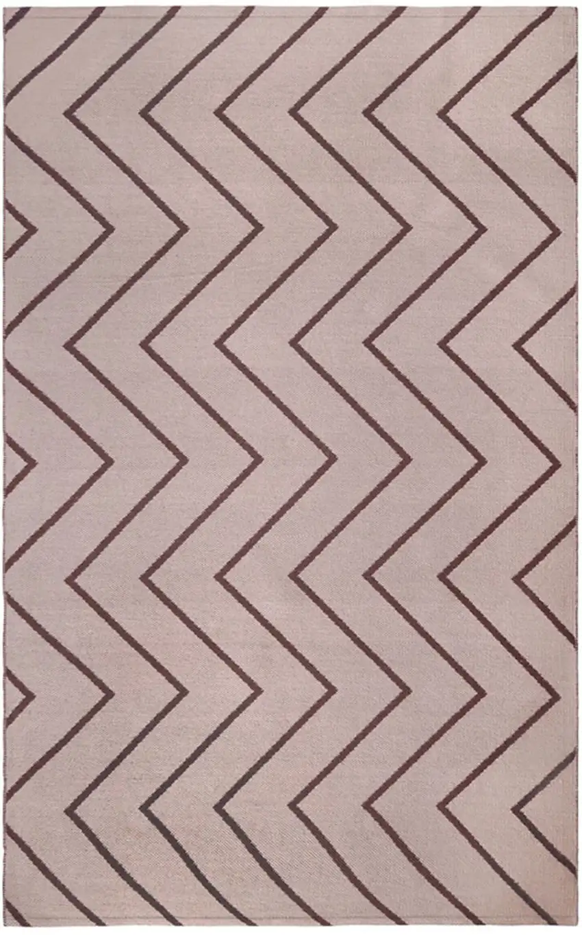 3' X 5' Beige Waves Stain Resistant Indoor Outdoor Area Rug Photo 1