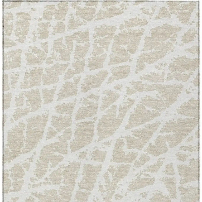 3' X 5' Beige and Ivory Abstract Washable Non Skid Indoor Outdoor Area Rug Photo 7