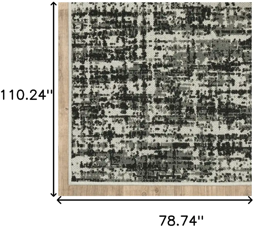 6' X 9' Black Abstract Stain Resistant Indoor Outdoor Area Rug Photo 8