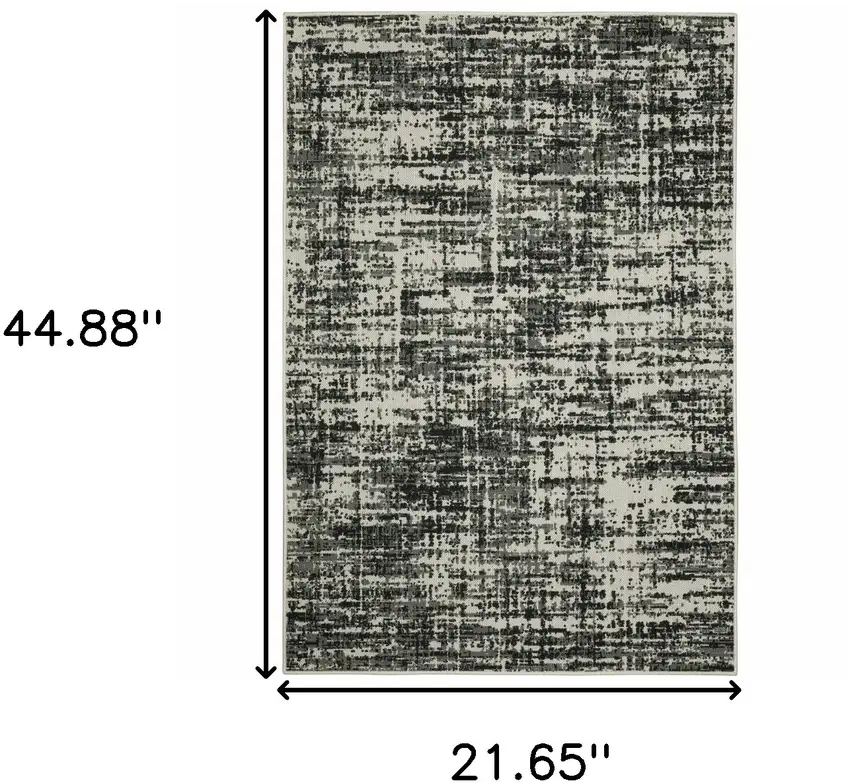 2' X 3' Black Abstract Stain Resistant Indoor Outdoor Area Rug Photo 8