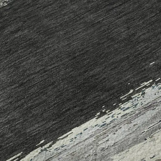 8' X 8' Black Beige And Blue Abstract Washable Round Rug With UV Protection Photo 8